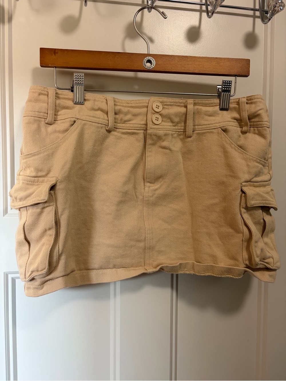 Edikted Neutral Mini Skirt with Bright Pink Logo